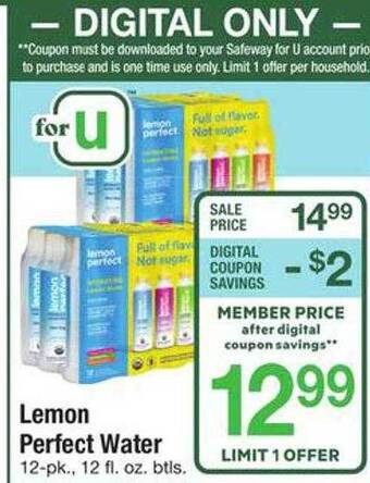 Safeway Lemon perfect water offer