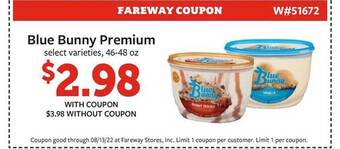 Fareway Blue bunny premium offer