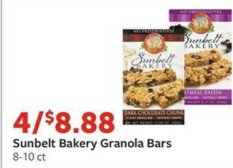 Fareway Sunbelt bakery granola bars offer