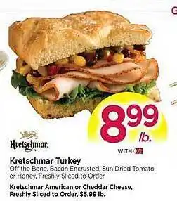 Tops Kretschmar turkey, kretschmar american or cheddar cheese, freshly sliced to order offer
