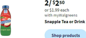 Walgreens Snapple Tea or Drink offer