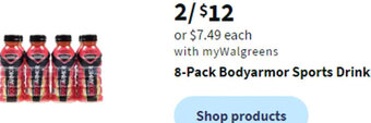 Walgreens 8-Pack Bodyarmor Sports Drink offer