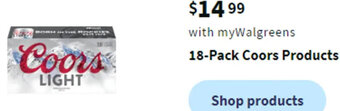 Walgreens 18-Pack Coors Products offer