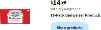 Walgreens 18-Pack Budweiser Products offer