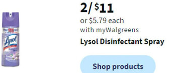 Walgreens Lysol Disinfectant Spray offer