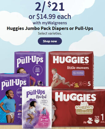 Walgreens Huggies Jumbo Pack Diapers or Pull-Ups offer