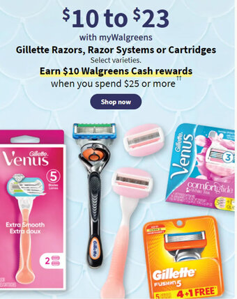 Walgreens Gillette Razors, Razor Systems Or Cartridges offer