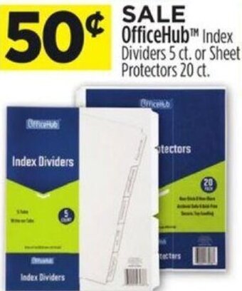 Dollar General OfficeHub Index Dividers or Sheet Protectors offer