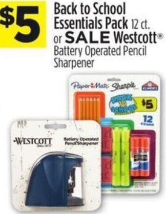 Dollar General Back to School Essentials Pack or Westcott Battery Operated Pencil Sharpener offer