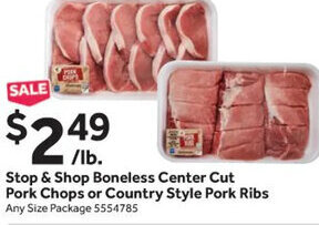 Stop&Shop Stop & Shop Boneless Center Cut Pork Chops or Country Style Pork Ribs offer