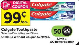 Stop&Shop Colgate Toothpaste offer