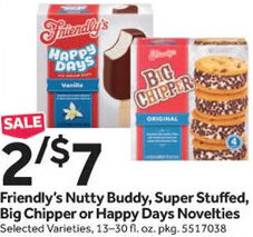 Stop&Shop Friendly's Nutty Buddy, Super Stuffed, Big Chipper or Happy Days Novelties offer
