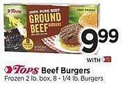 Tops Tops beef burgers offer