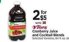 Tops Tops cranberry juice and cocktail blends offer