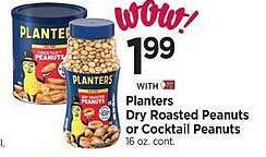 Tops Planters dry roasted peanuts or cocktail peanuts offer