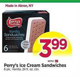 Tops Perry's ice cream sandwiches offer