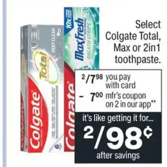 CVS Colgate total toothpaste x2 offer