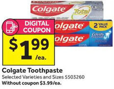 Stop&Shop Colgate Toothpaste offer
