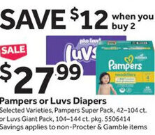 Stop&Shop Pampers or Luvs Diapers offer