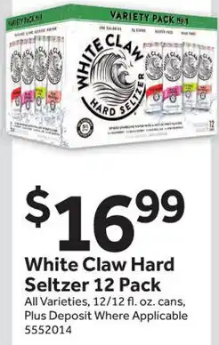 Stop&Shop White Claw Hard Seltzer 12 Pack 12/12 fl. offer
