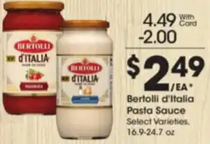 Kroger Bertolli d'Italia Pasta Sauce 16.9-24.7 oz. offer