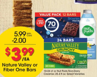 Kroger Nature Valley or Fiber One Bars offer