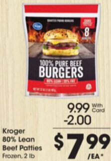 Kroger Kroger 80% Lean Beef Patties offer
