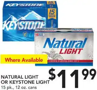 Lowe's Natural Light Or Keystone Light 12 oz. offer