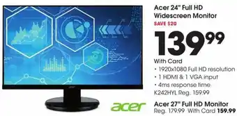 Fred Meyer Acer 24" Full HD Widescreen Monitor offer