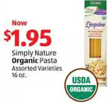 Aldi Simply Nature Organic Pasta 16 oz. offer