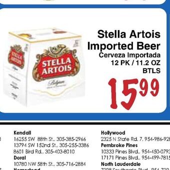 Sedano's Stella artois imported beer offer
