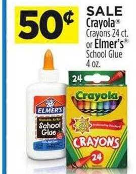 Dollar General Crayola crayons or elmer's school glue offer