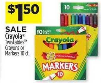 Dollar General Crayola twistables crayons or markers offer