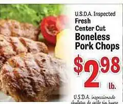 Food Depot Fresh center cut boneless pork chops offer