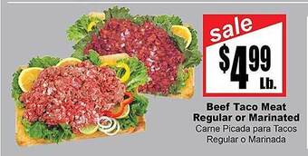 Rancho Markets Beef taco meat regular or marinated offer