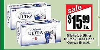 Rancho Markets Michelob ultra 18 pack beer cans offer