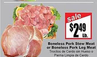 Rancho Markets Boneless pork stew meat or boneless pork leg meat offer
