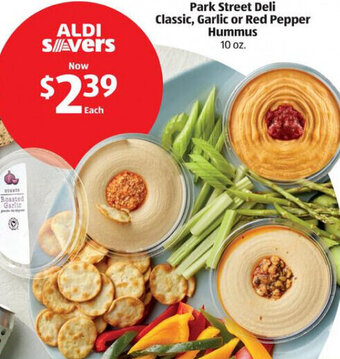 Aldi Park Street Deli Classic, Garlic or Red Pepper Hummus 10 oz. offer