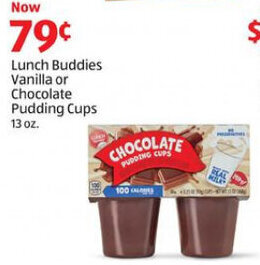 Aldi Lunch Buddies Vanilla or Chocolate Pudding Cups 13 oz. offer