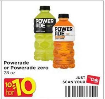 Cub Foods Powerade or powerade zero offer
