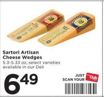 Cub Foods Sartori artisan cheese wedges offer