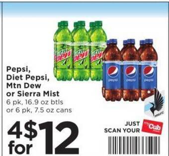 Cub Foods Pepsi, diet pepsi, mtn dew or sierra mist offer