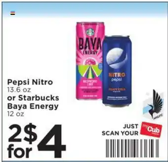 Cub Foods Pepsi nitro or starbucks baya energy offer