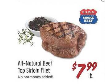 Sprouts Farmers Market Allnatural beef top sirloin filet offer