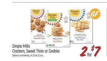 Sprouts Farmers Market Simple mills crackers, sweet thins or cookies offer