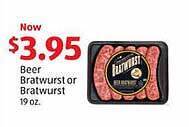 Aldi Beer bratwurst or bratwurst offer