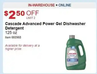 Costco Cascade advanced power gel dishwasher detergent offer