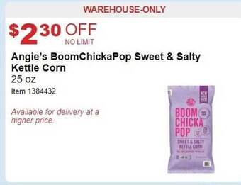 Costco Angie's boomchickapop sweet & salty kettle corn offer