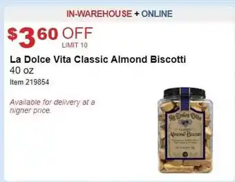Costco La dolce vita classic almond biscotti offer
