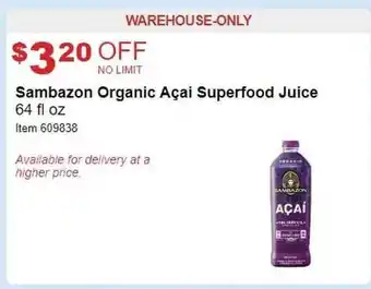 Costco Sambazon organic açai superfood juice offer